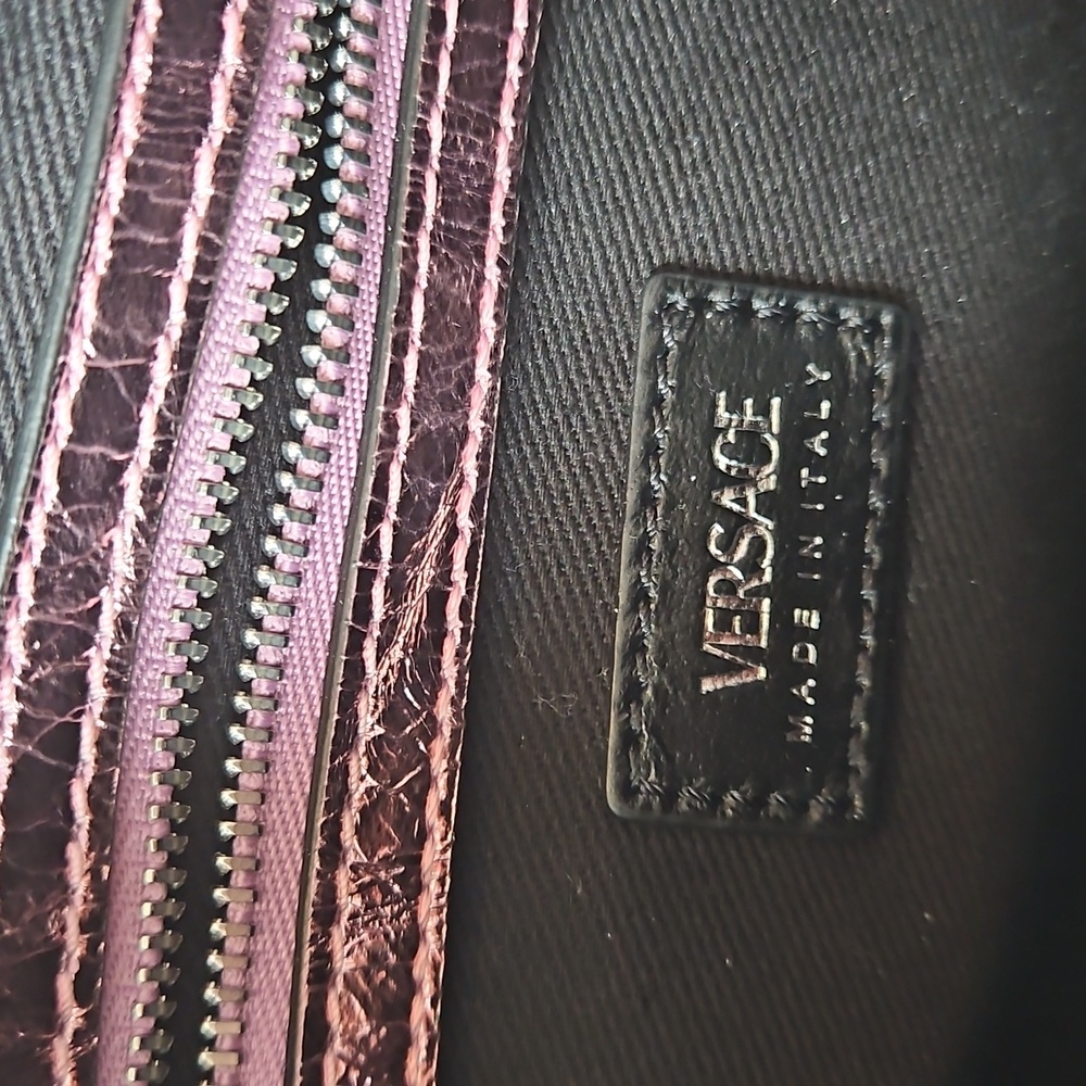 NWT $1850 Versace x Dua Lipa Pink Metallic Leather Bag Silver Medusa - Picture 9 of 14